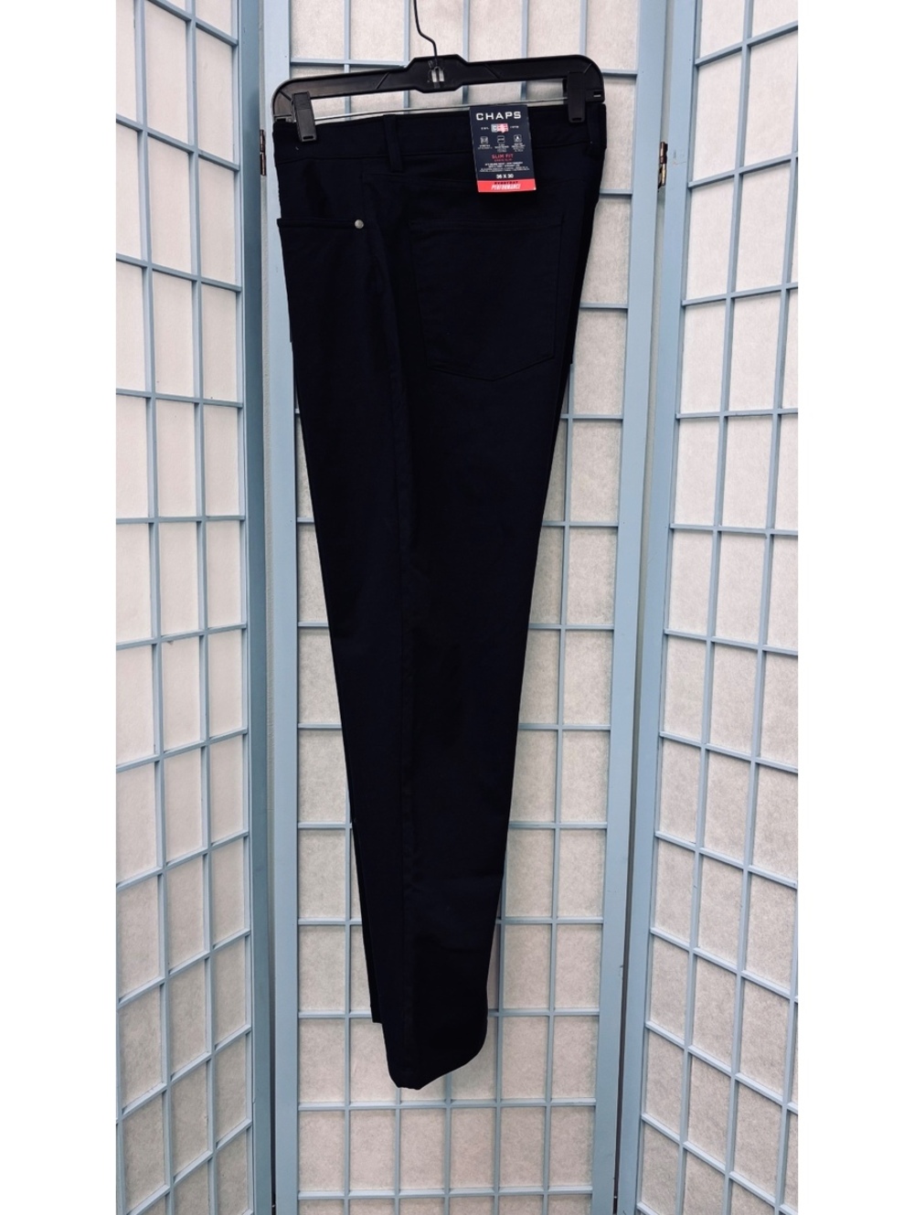 Chaps Men's Slim Fit Stretch Performance Pants, Black, Size 36x30, Water Repell